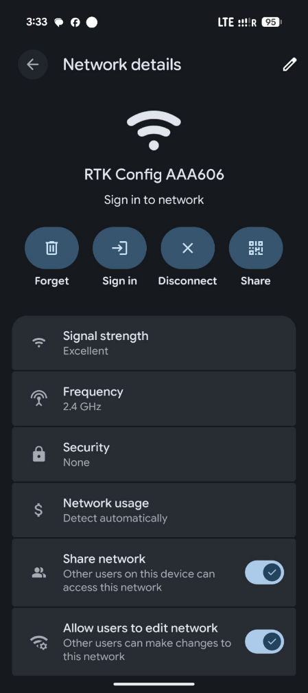 Conexión a la red WiFi RTK Config del SparkPNT