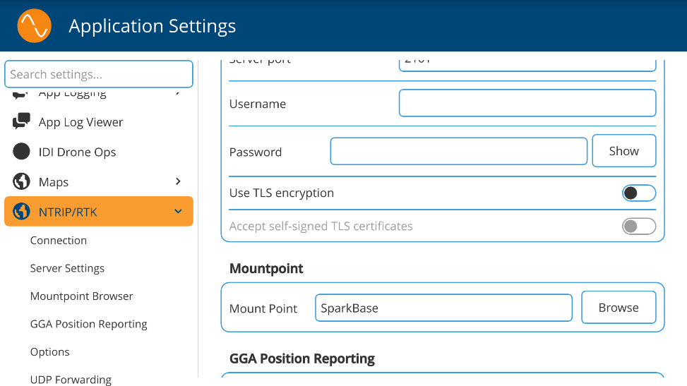Configuración del Mount Point SparkBase en QGroundControl
